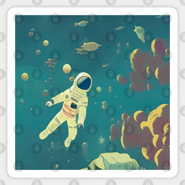 Astronaut in the ocean Sticker by EidosArts